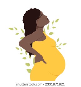 pregnant black woman. vector illustration