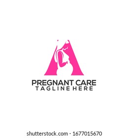 Pregnant Care Logo Design Vector