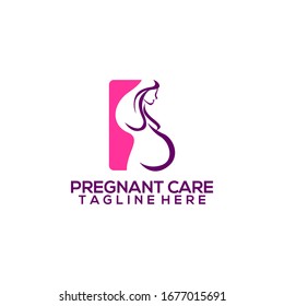 Pregnant Care Logo Design Vector