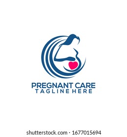 Pregnant Care Logo Design Vector