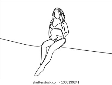 Pregnant. Continuous line
