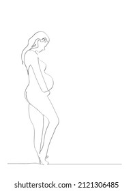 Pregnant Continuous Line Drawing. Single Line Drawing 