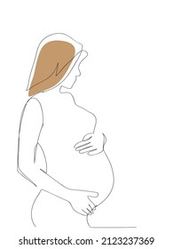 Pregnant Continuous Line Drawing. Single Line Drawing 