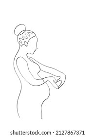 Pregnant Continuous Line Drawing. Single Line Drawing 
