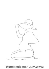 Pregnant Continuous Line Drawing. Single Line Drawing 