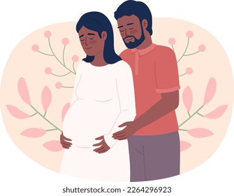 Pregnant couple flat concept vector spot illustration. Editable 2D cartoon characters on white for web design. Husband embracing expectant wife from behind creative idea for website, mobile, magazine