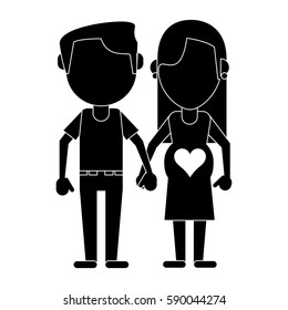 pregnant couple hing hands pictogram