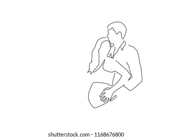 Pregnant couple isolated line drawing, vector illustration design. Maternity collection.