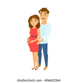 Pregnant Couple Woman Men Happy Family Stock Vector (Royalty Free ...