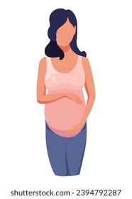 Pregnant couple. Young pregnant woman. Concept illustration for design about pregnancy, motherhood, parenthood. Flat cartoon style, vector illustration