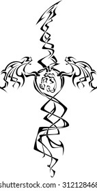 Pregnant dragon tribal tattoo