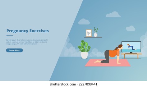 pregnant exercise concept for website landing homepage template banner or slide presentation cover