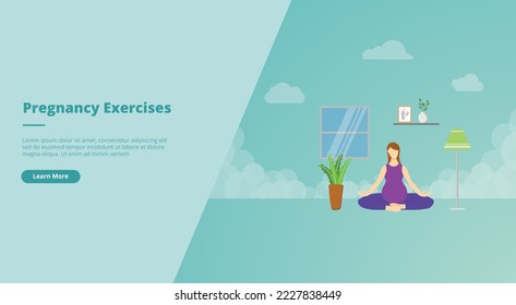 pregnant exercise concept for website landing homepage template banner or slide presentation cover