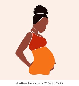 Pregnant faceless afro american woman