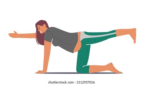 Pregnant Female Character Doing Yoga, Healthy Lifestyle, Relaxation, Exercises for Pregnant Women. Happy and Healthy Pregnancy Concept Isolated on White Background. Cartoon People Vector Illustration