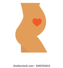 Pregnant Female vector icon. Style is flat symbol, white color, rounded angles, white background.