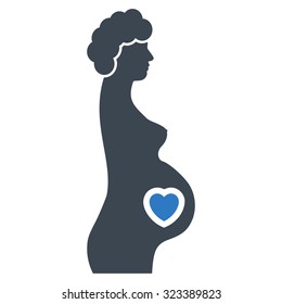 Pregnant Female vector icon. Style is bicolor flat symbol, smooth blue colors, rounded angles, white background.