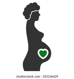 Pregnant Female vector icon. Style is bicolor flat symbol, green and gray colors, rounded angles, white background.