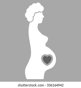 Pregnant Female vector icon. Style is bicolor flat symbol, dark gray and white colors, rounded angles, silver background.