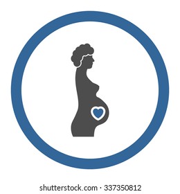 Pregnant Female vector icon. Style is bicolor flat rounded symbol, cobalt and gray colors, rounded angles, white background.