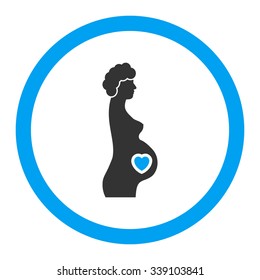 Pregnant Female vector icon. Style is bicolor flat rounded symbol, blue and gray colors, rounded angles, white background.