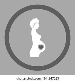 Pregnant Female vector icon. Style is bicolor flat rounded symbol, dark gray and white colors, rounded angles, silver background.