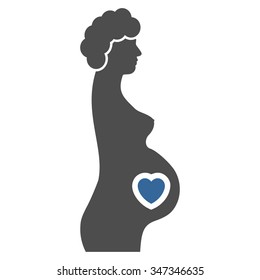 Pregnant Female vector icon. Style is bicolor flat symbol, cobalt and gray colors, rounded angles, white background.