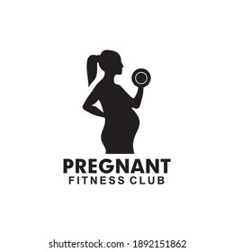 Pregnant fitness logo design vector template