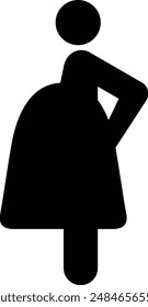 Pregnant flat black vector icon.