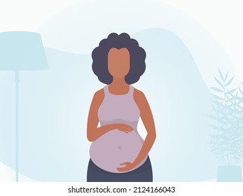 Pregnant girl Banner in blue tones. Vector illustration.