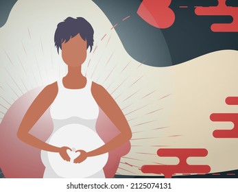Pregnant girl Banner in Chinese style. Vector illustration.