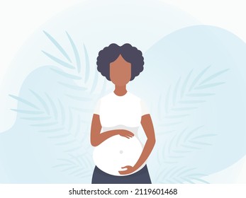 Pregnant girl Banner in gentle colors. Vector.