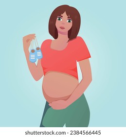 pregnant girl cartoon flat mother