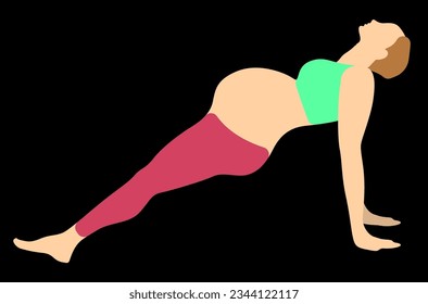 pregnant girl doing yoga on the floor