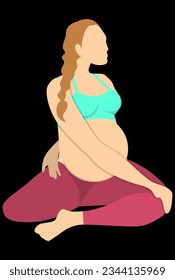 pregnant girl doing yoga on the floor