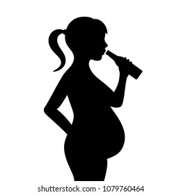 Pregnant girl drinking alcohol vector icon illustration isolated on white background