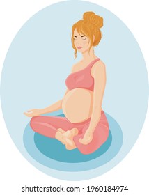 A pregnant girl is engaged in yoga.