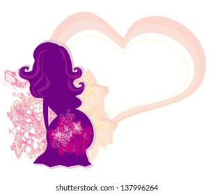 The pregnant girl in a flower, abstract background