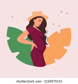 Pregnant girl with flowers background