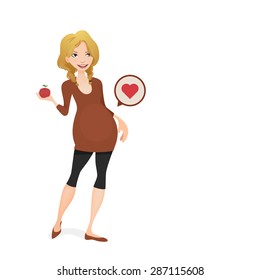 Pregnant Girl holding an apple