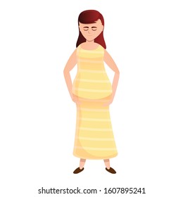 Pregnant girl in a long dress icon. Cartoon of pregnant girl in a long dress vector icon for web design isolated on white background