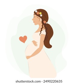 pregnant girl in a soft dress, beauty of motherhood, gynecology, woman's health, vitamins, preparation for childbirth, happy family, baby's health, care