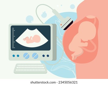 pregnant girl with Ultrasonography abdominal examination (USG)