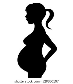 Pregnant girl vector illustration isolated on white background. Pregnant woman. Pregnant woman silhouette. Pregnant woman eps clip art.