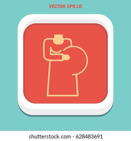 Pregnant girl vector illustration isolated on white background. Pregnant woman. Pregnant woman silhouette. Pregnant woman eps clip art.