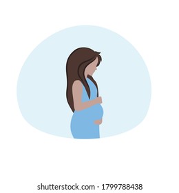 A pregnant girl waiting for the birth of a baby. Pregnancy, childbirth, and motherhood. Vector flat cartoon illustration.