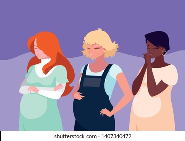 Pregnant Group Of Women Avatar Character