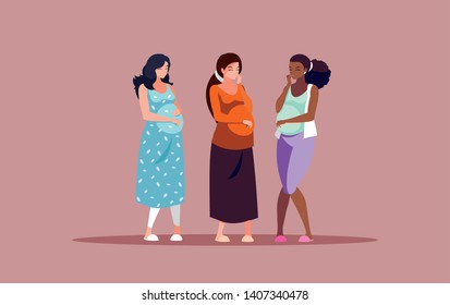 Pregnant Group Of Women Avatar Character