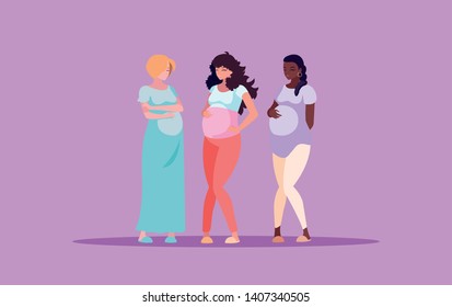 pregnant group of women avatar character