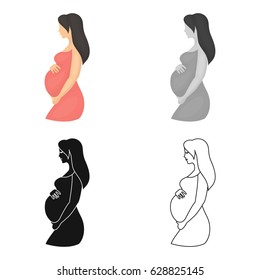 Pregnant icon in cartoon style isolated on white background. Pregnancy symbol stock vector illustration.